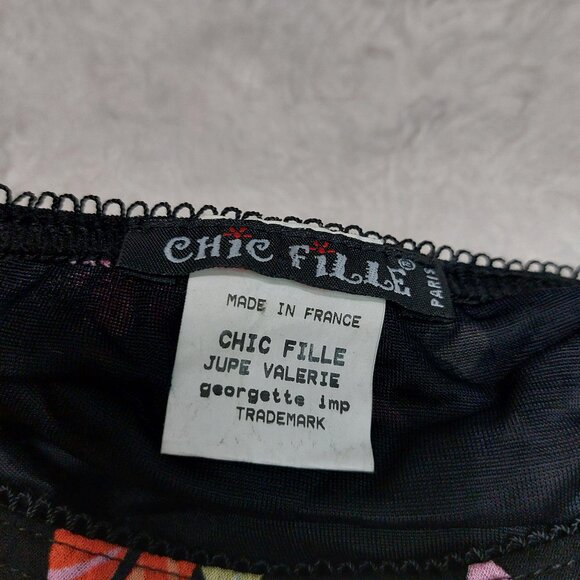 Vintage Chic Fille Women's Black Floral Knee Length Skirt Size S - Picture 6 of 7